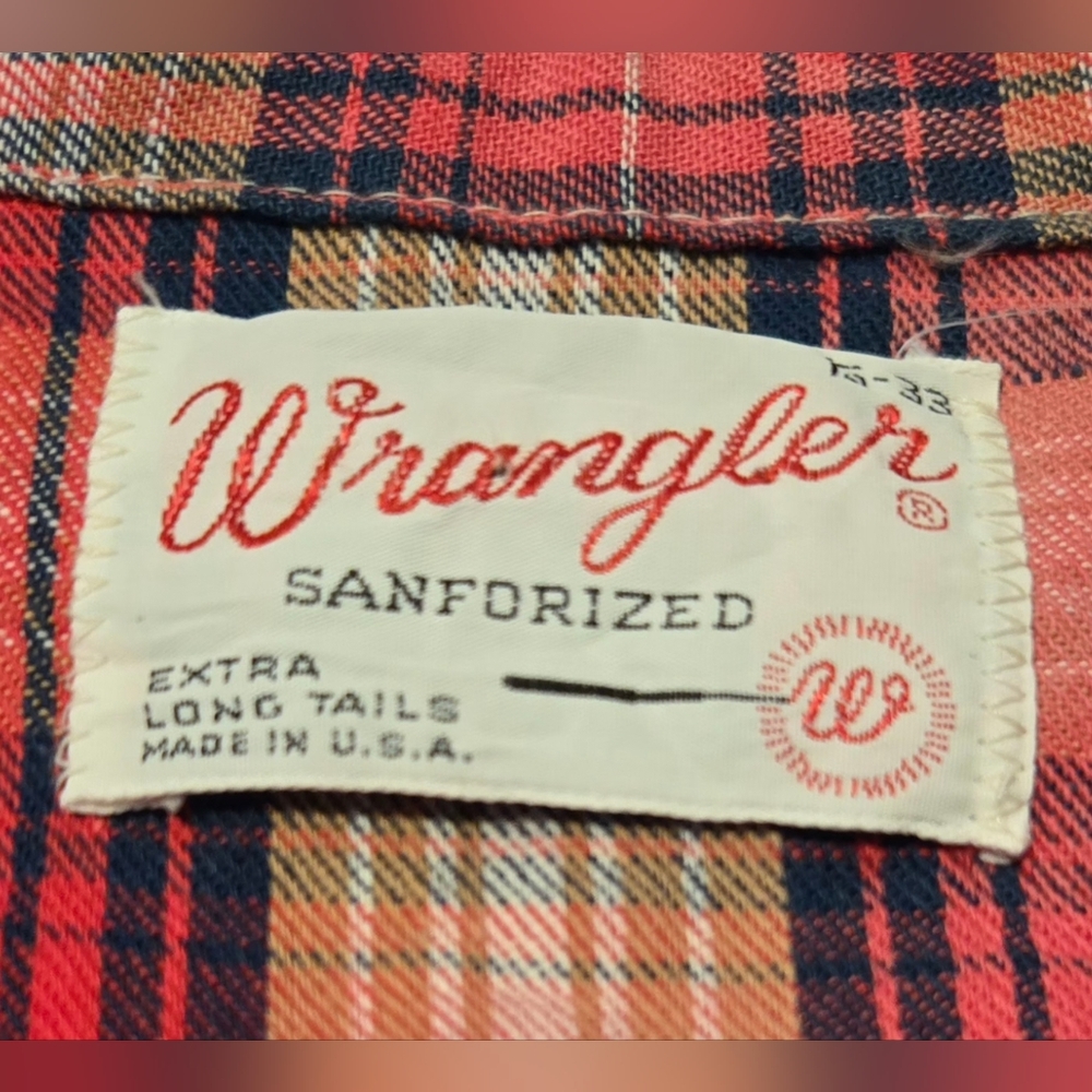 VTG 70s Wrangler Pearl Snap Button Up S Tall - Picture 8 of 8